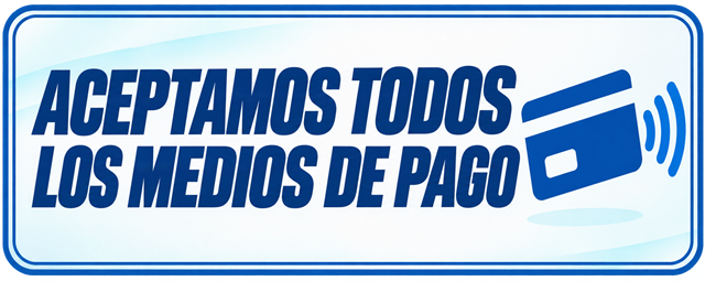 Aceptamos todos los medios de pago